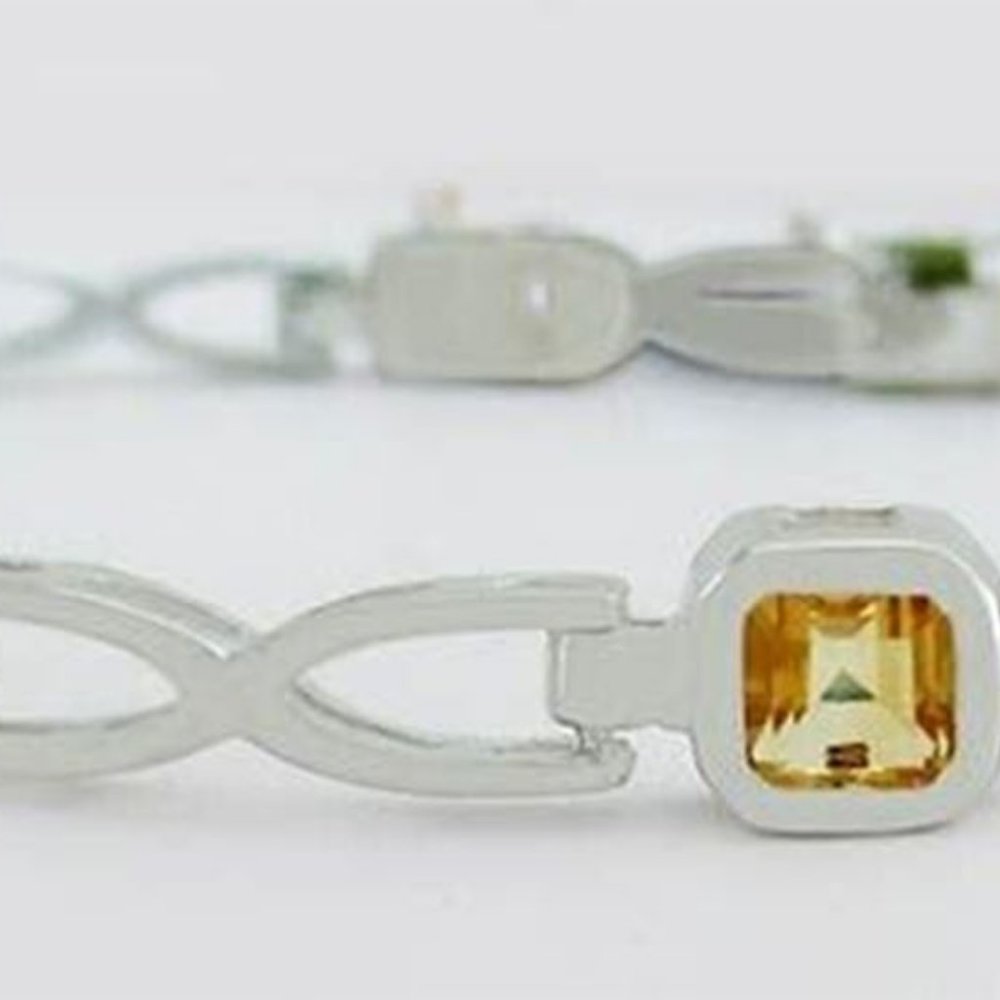 Genuine 3.10 Cts Yellow Topaz Bracelet .925 Silver